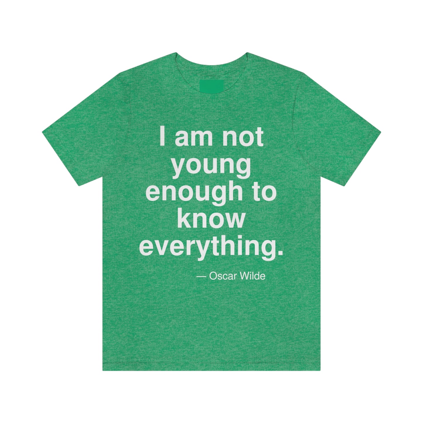 I am not young enough to know everything. -- Oscar Wilde. Adult premium quality t-shirt