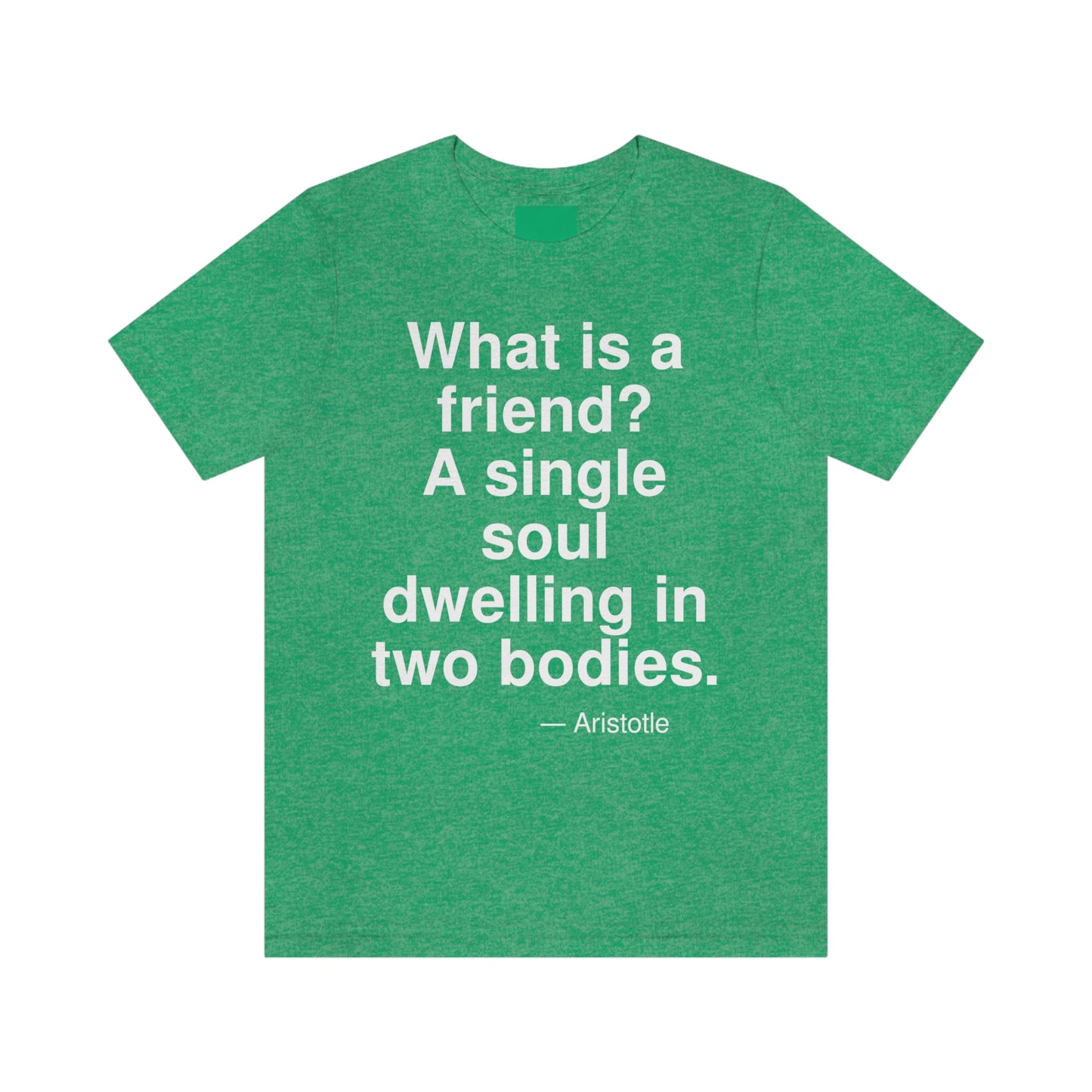 What is a friend? A single soul dwelling in two bodies. -- Aristotle. Adult premium quality t-shirt